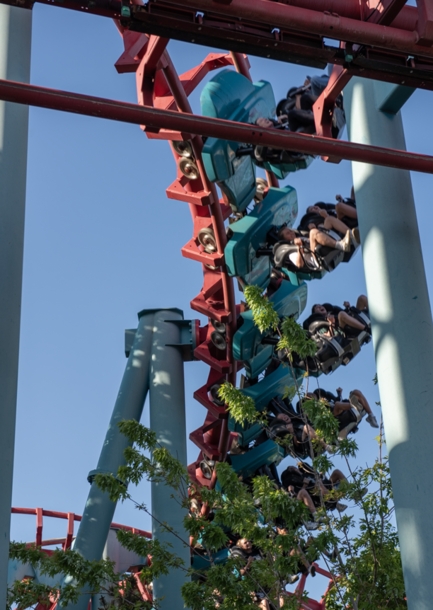 5.10.25 Central students riding the ride “Mind Eraser” at Elitch Gardens. 
